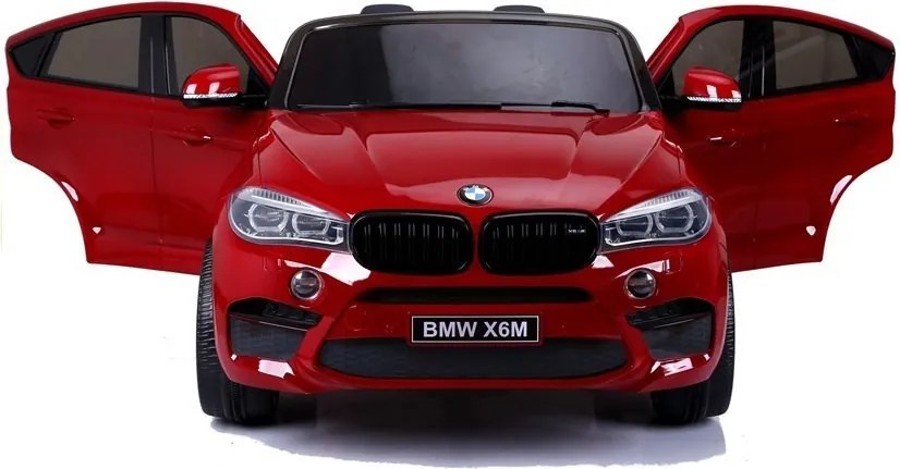 LEAN CARS Elektrické autíčko BMW X6M pre deti červené lakované LED MP3
