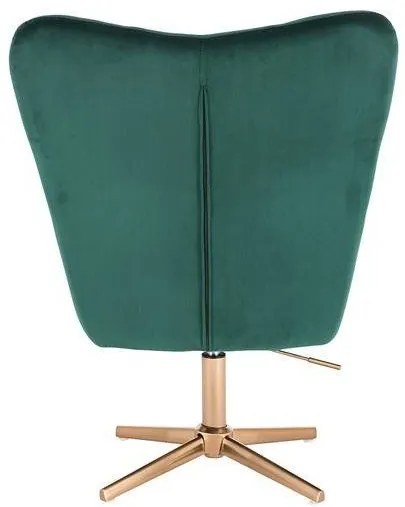 LuxuryForm DESIGN Otočné kreslo AURORA VELUR na zlatom kríži - zelené