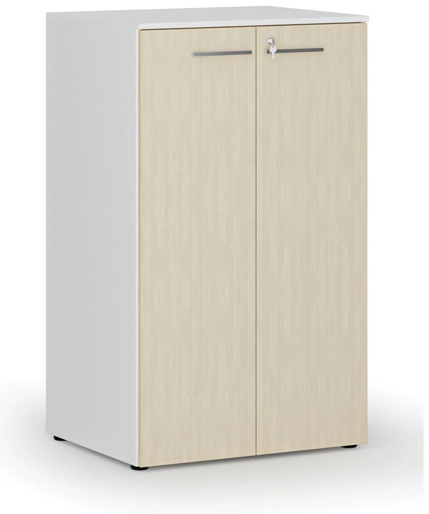 Kancelárska skriňa s dverami PRIMO WHITE, 3 police, 800 x 640 x 1335 mm, biela/breza