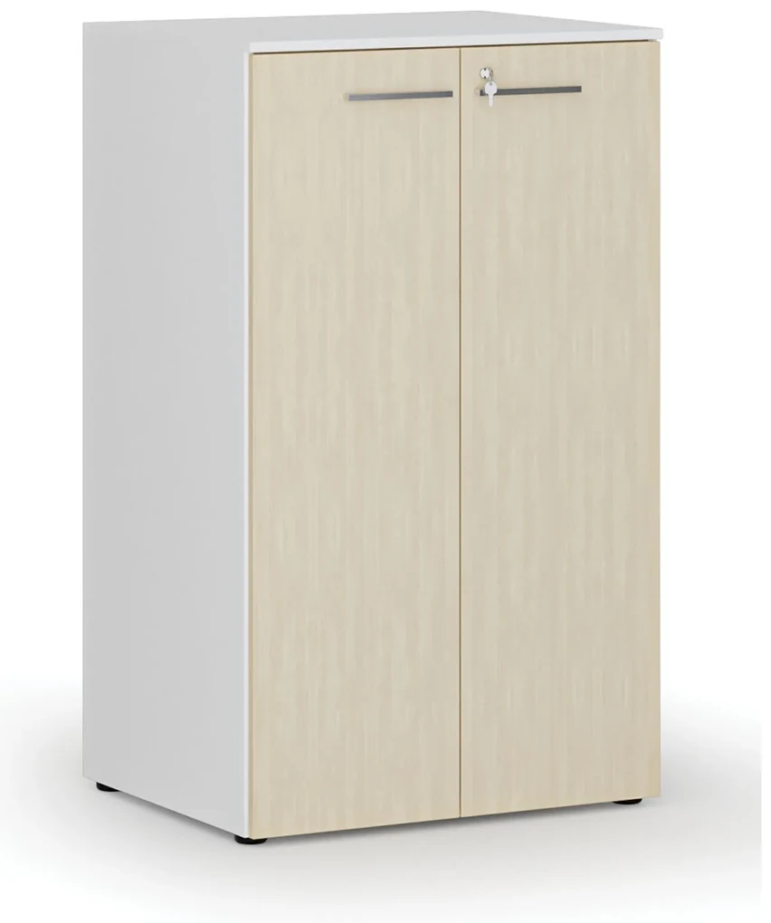 Kancelárska skriňa s dverami PRIMO WHITE, 3 police, 800 x 640 x 1335 mm, biela/breza