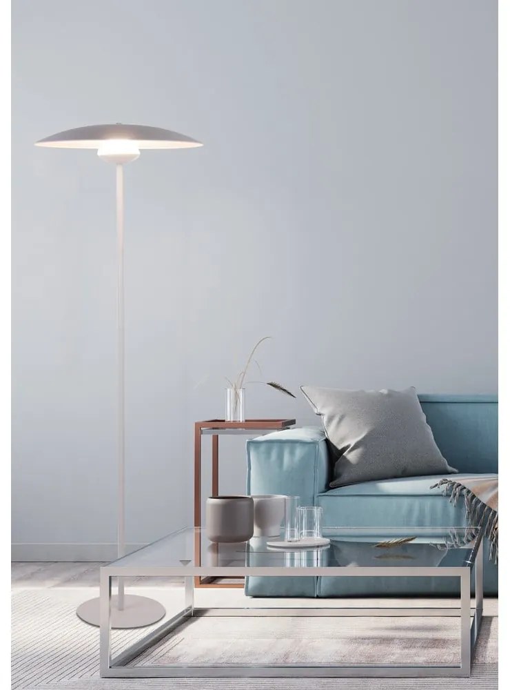Biela LED stojacia lampa s kovovým tienidlom (výška 140 cm) Lund – Candellux Lighting