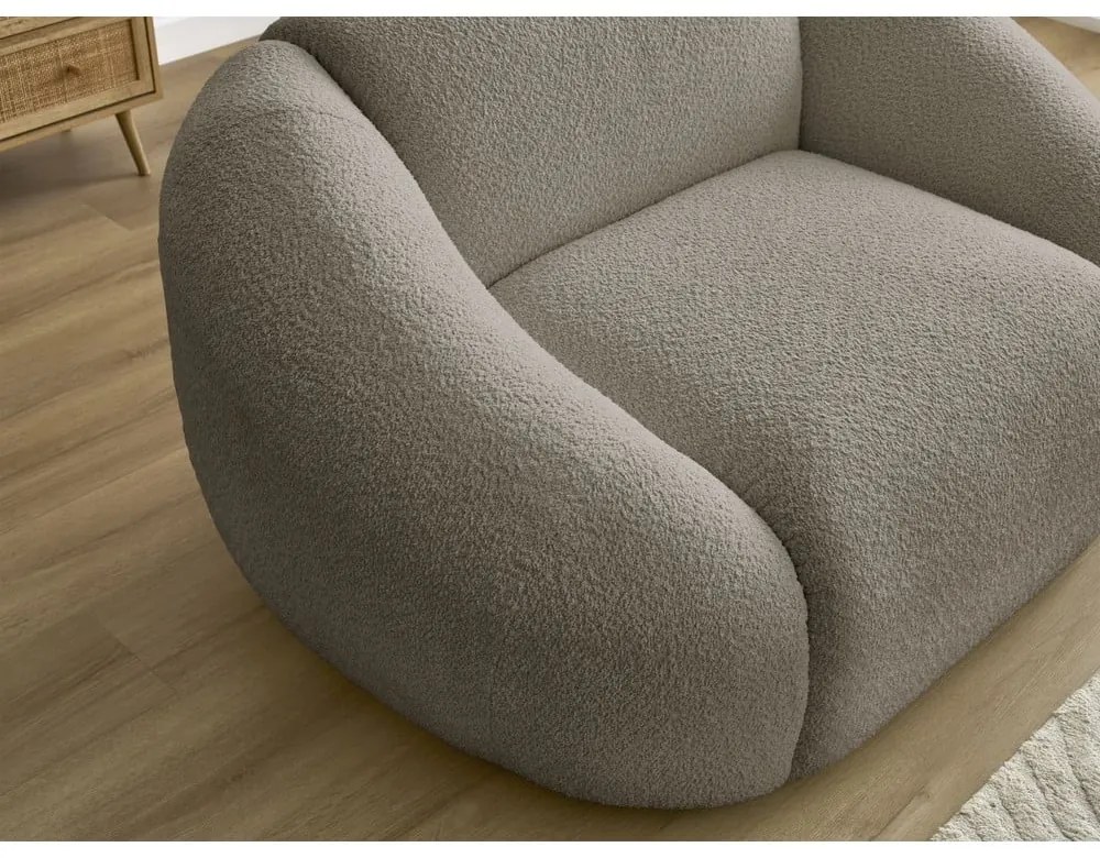 Sivohnedé kreslo z textílie bouclé Tina – Bobochic Paris