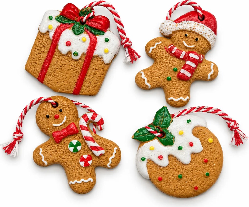 Súprava 4 ks vianočných ozdôb COOKIE CHRISTMAS 6 cm