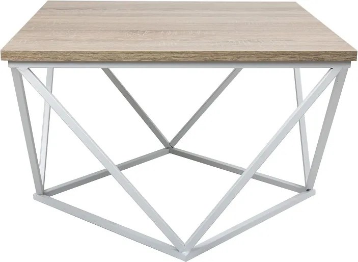 Konferenční stolek Curved 60 cm bílý/dub tmavý