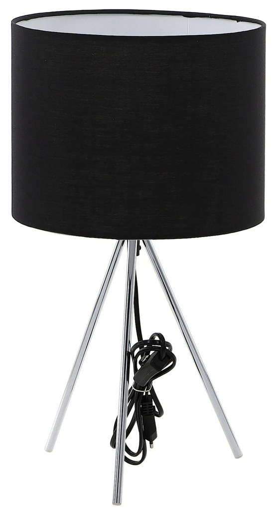 Dekorstudio Stolná lampa TRIPOD strieborná s čiernym tienidlom 46cm