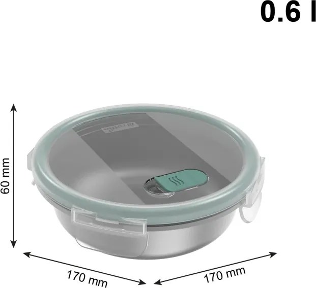 Rotho Nerezová krabička na jedlo / miska s tesniacim vekom (aj do mikrovlnky) - NALA, 0,6 L
