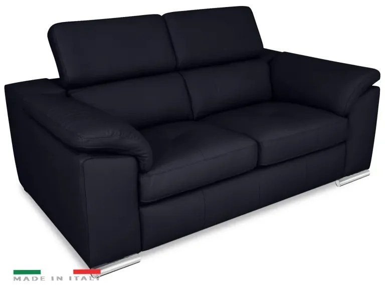 Moderná kožená pohovka LOREN II (2P), tm. modrá (madras - 106 dark blue)