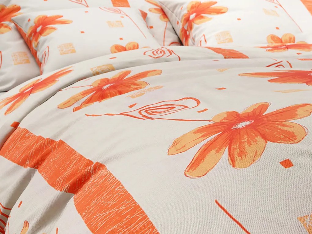 Bavlnené obliečky ORANGE FLOWERS biele Rozmer obliečky: 70 x 90 cm | 140 x 200 cm