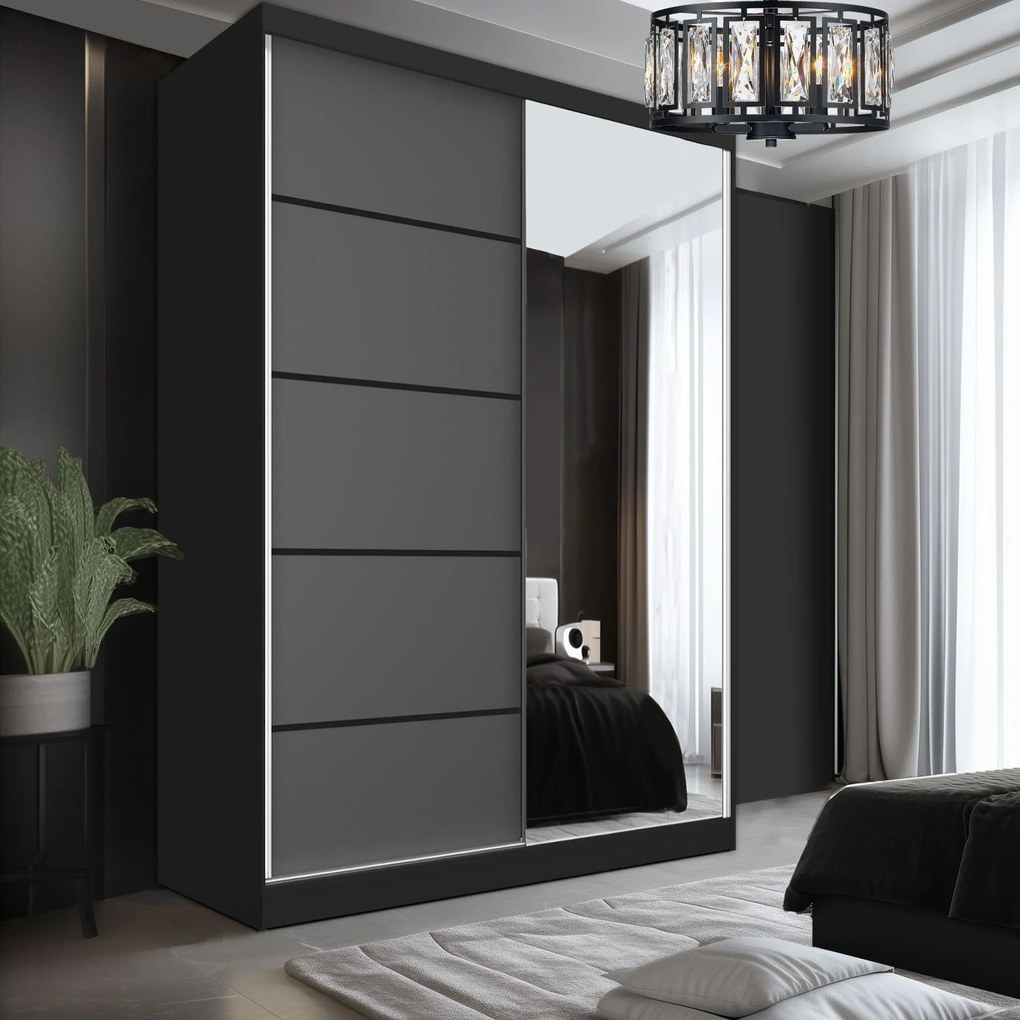 Šatníková skriňa SERENITY 133 cm šedý mat MBP SERENITY SZP6/0/B/SR/0/HIAL