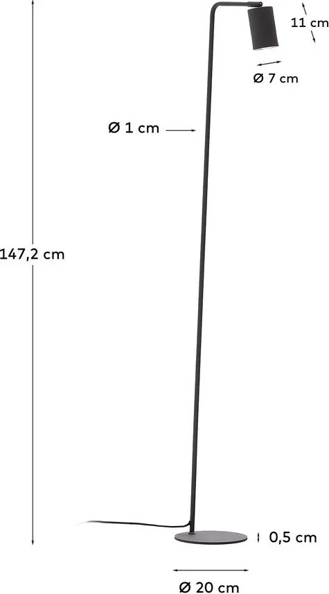 Čierna stojacia lampa (výška 147 cm) Manie – Kave Home