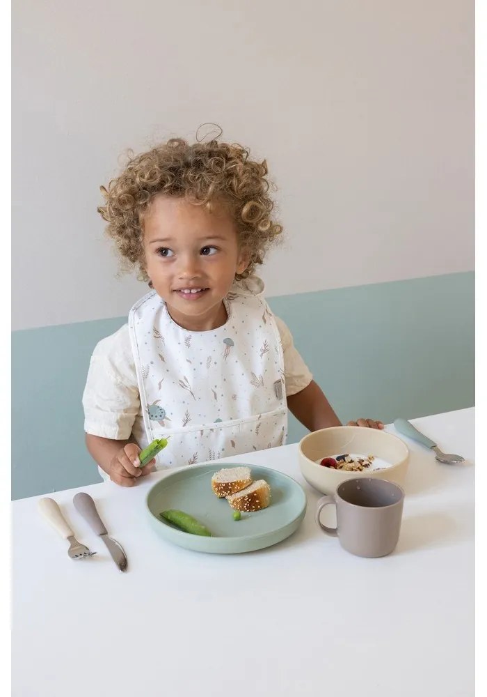 Hnedý/béžový detský príbor 3 ks zo silikónu Olive Mix – Cam Cam Copenhagen