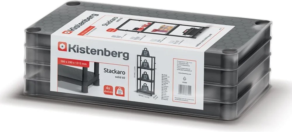 Prosperplast Regál do dielne STACKARO SOLID SMALL, 58x28x131,5cm, čierna