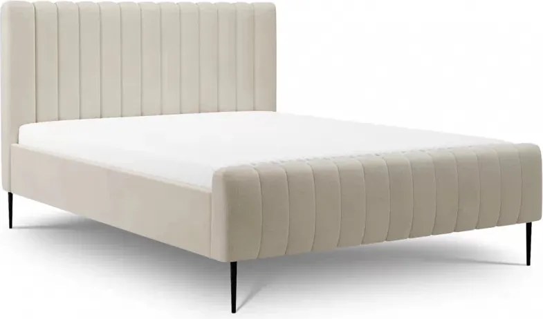 Čalúnená posteľ Livani 160x200 - béžový šenil Perfect Harmony 07 / čierne nohy