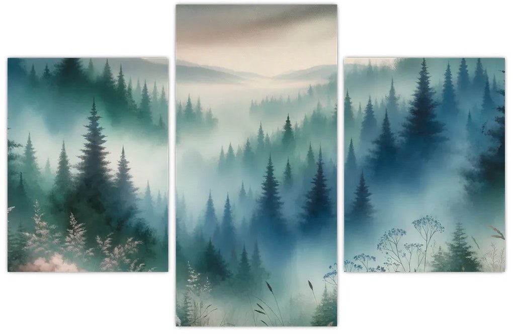 Obraz - Lesná krajina s hmlou (90x60 cm)