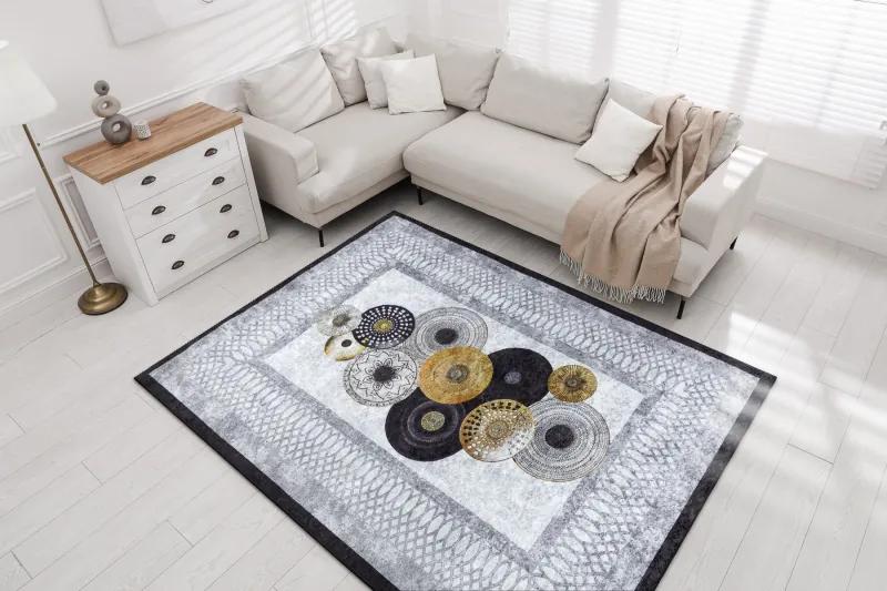 MIRO 51130.807 umývací koberec Kruhy, rám protišmykový - šedá Veľkosť: 120x170 cm