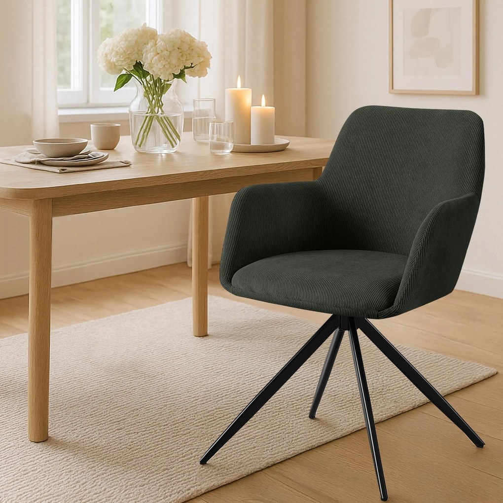 Jedálenská stolička Olema látka cord - zelená