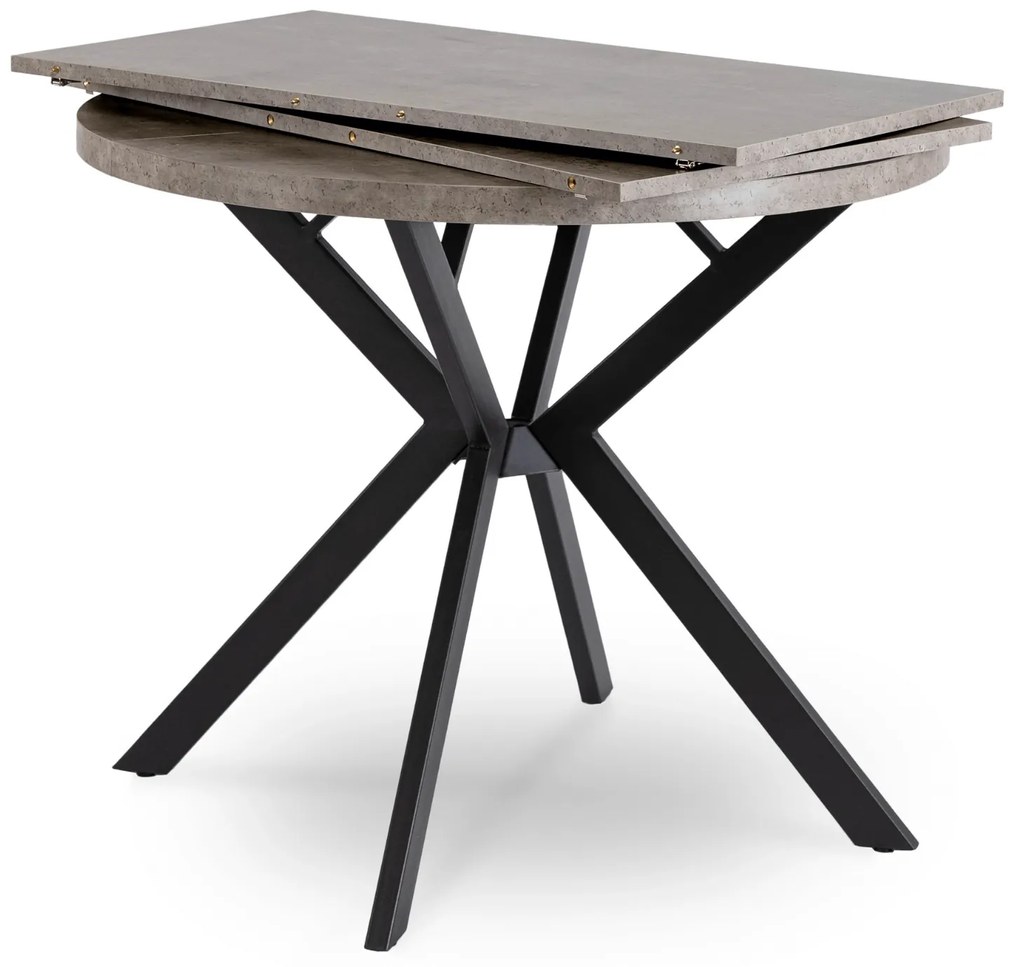 PROXIMA.store - Okrúhly rozkladací stôl LUGO FARBA: betón, FARBA NÔH: čierna