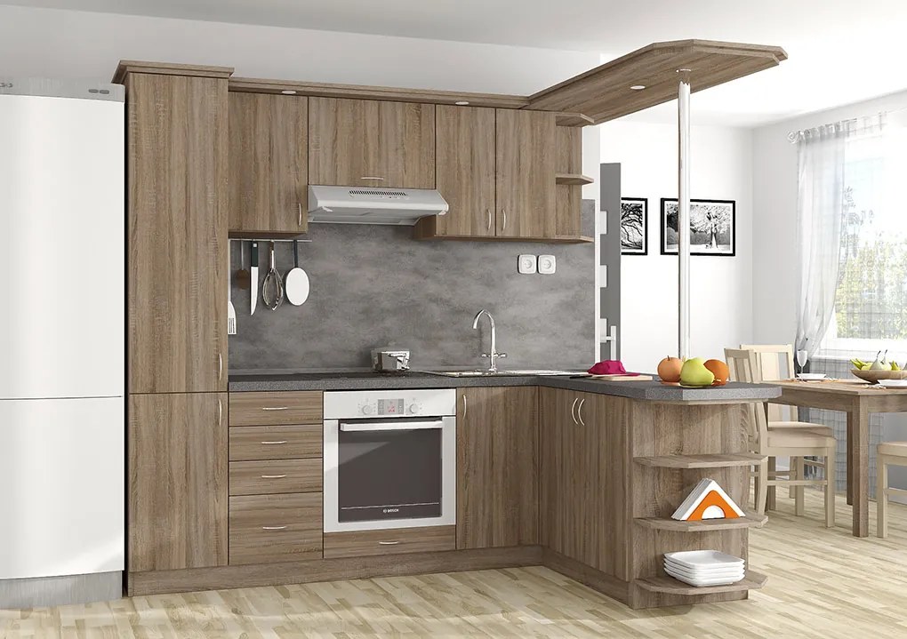 Nabytekmorava Kuchyna s ostrovčekom Bára C farba kuchyne: dub sonoma tmavá, pracovná doska: s pracovnou doskou