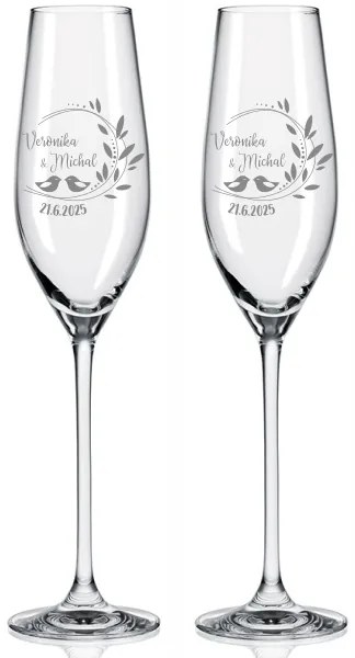 Svadobné poháre na sekt Romance 2 ks
