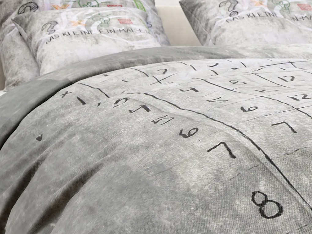 Detské obliečky NUMBERS sivá sada + plachta Jersey 90x200cm
