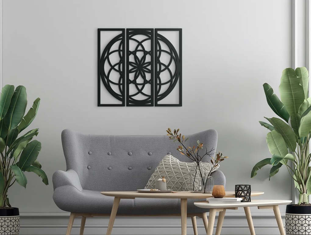 drevko Rodinná mandala na stenu Rozmer obrazu: 44,5 x 48 cm, Farba dekorácie: Čierna