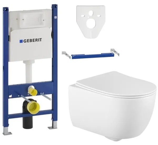 Závesný set GEBERIT Duofix Basic+ WC CARMEN Rimless 49 x 37 cm + pomaly padajúca doska Slim, biela, 3388XX00+39040100