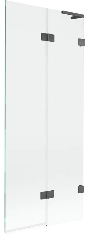 Mexen Lunar L, 2-krídlová vaňová zástena pravá 80 x 150 cm, číre sklo, grafitová, 897L-080-100-66-00-P