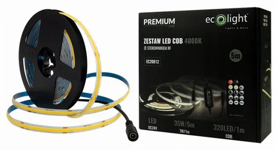 ECOLIGHT COB LED pásik 35W - 24V - 320 - 5M - 4000k - neutrálna farba + diaľkový ovládač