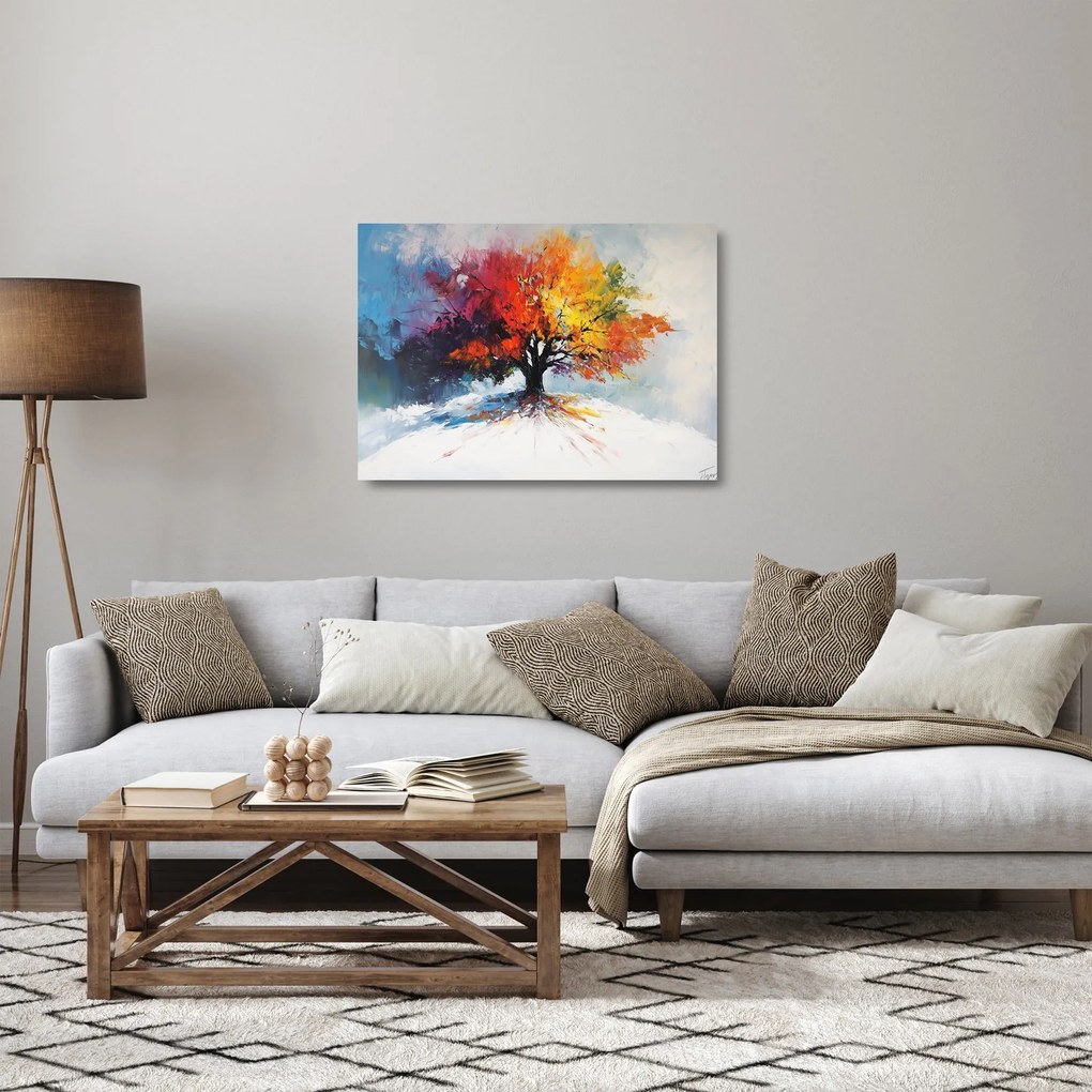 Sklenený obraz - Pestrofarebný strom (70x50 cm)