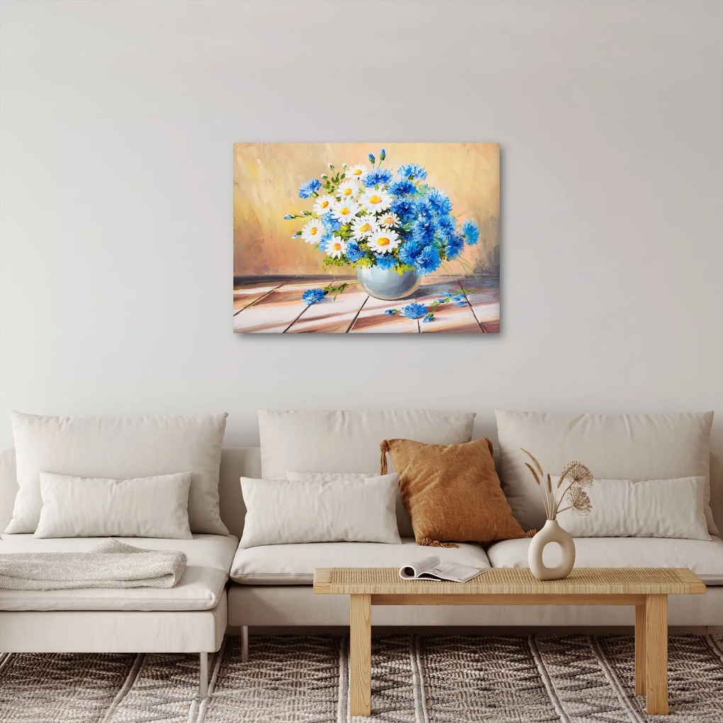 Maľovaný obraz vázy kvetín (70x50 cm)