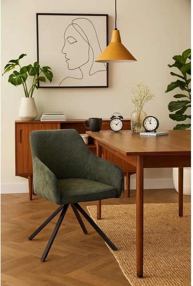 Zelené čalúnené jedálenské kreslo Lunio – Bonami Essentials