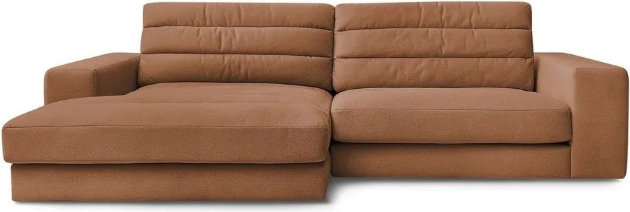 Oranžová zamatová rohová pohovka (ľavý roh/s leňoškou) Sierra – Bobochic Paris