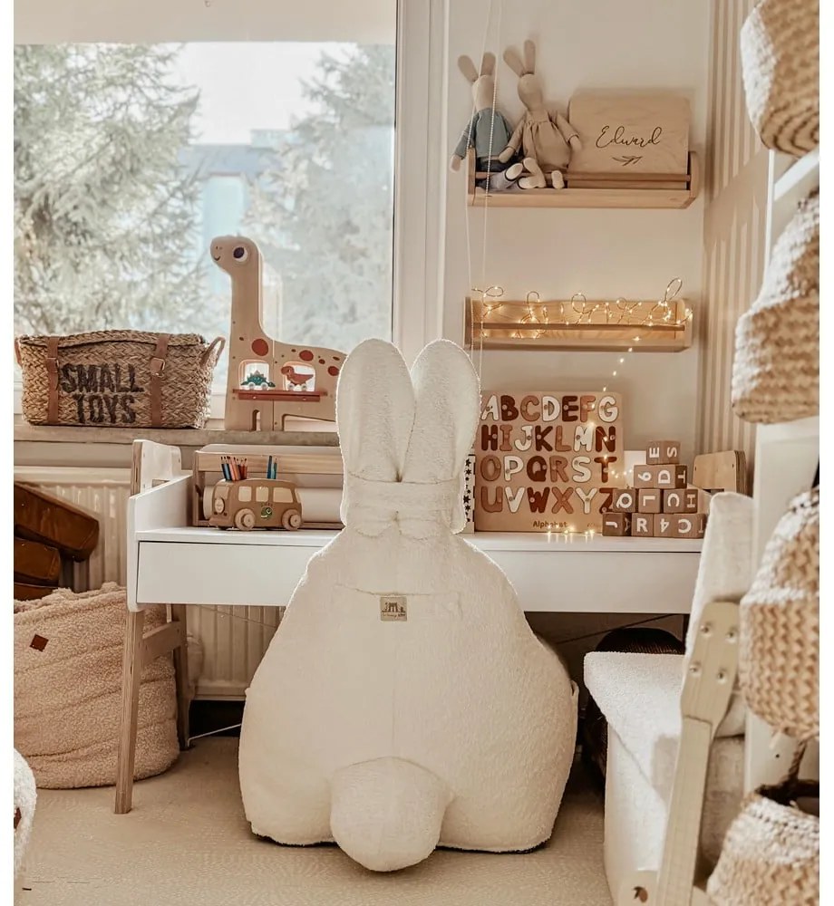 Krémovobiely detský sedací vak Funny Bunny – The Brooklyn Kids