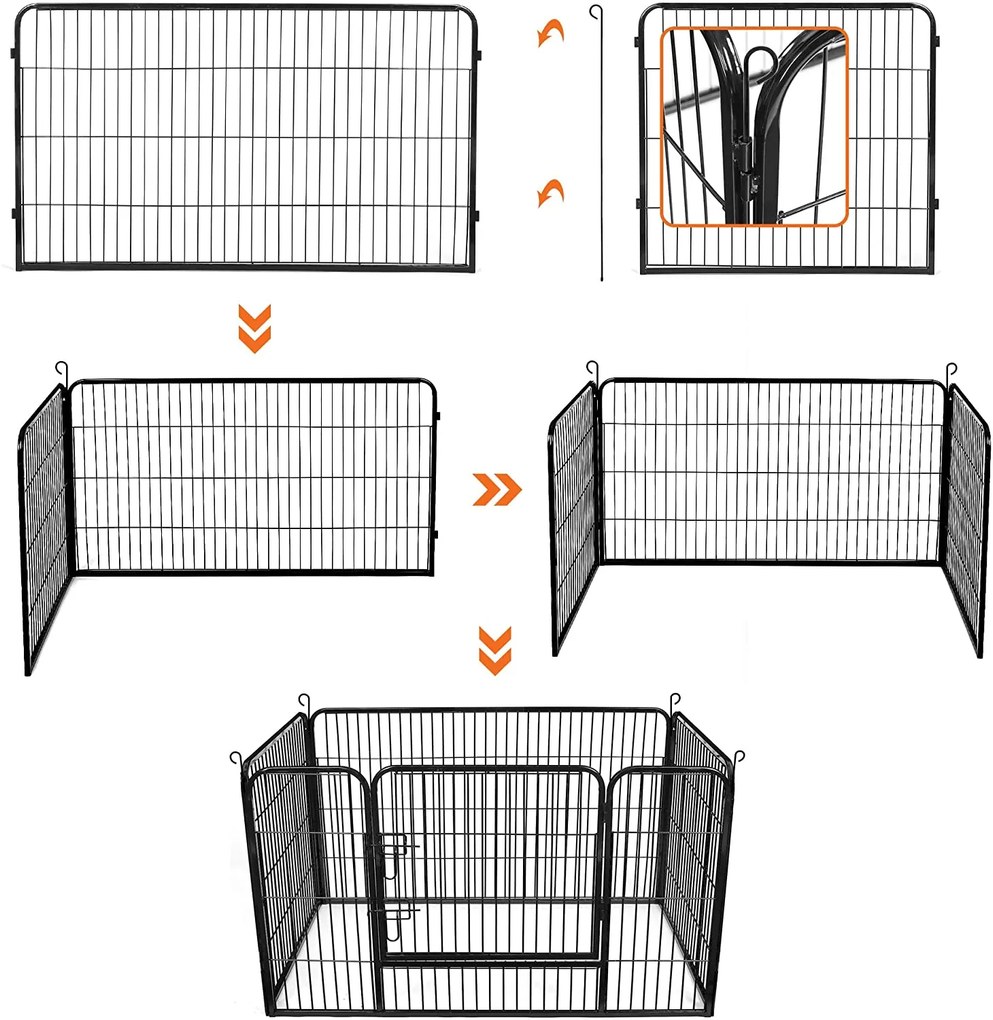 FEANDREA Ohrádka pre šteňatá čierna 4 diely 122 x 70 x 80 cm