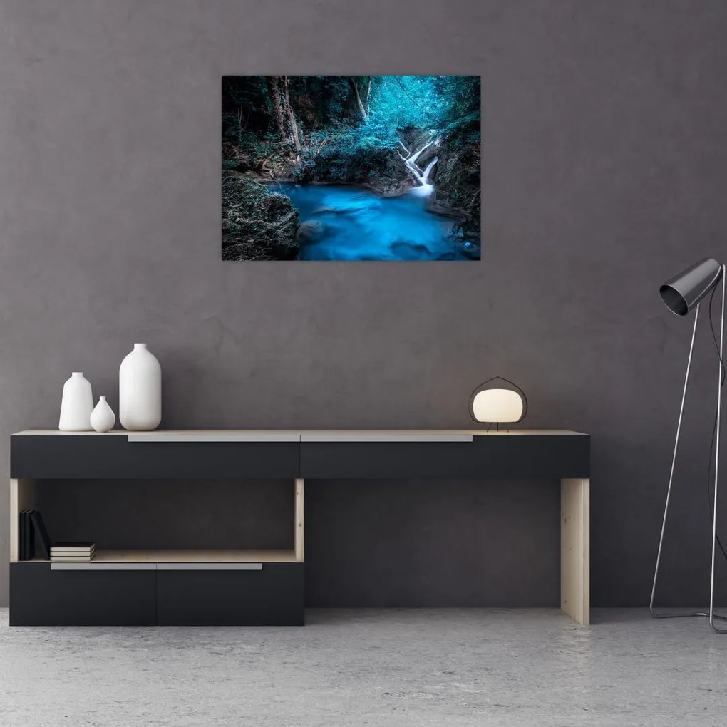 Sklenený obraz - Magická noc v tropickom lese (70x50 cm)
