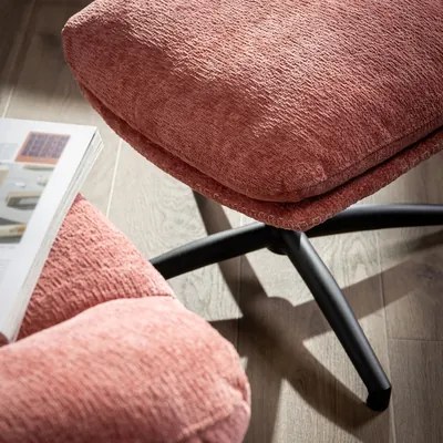 Otočné kreslo s podnožkou, ružové DEFIT