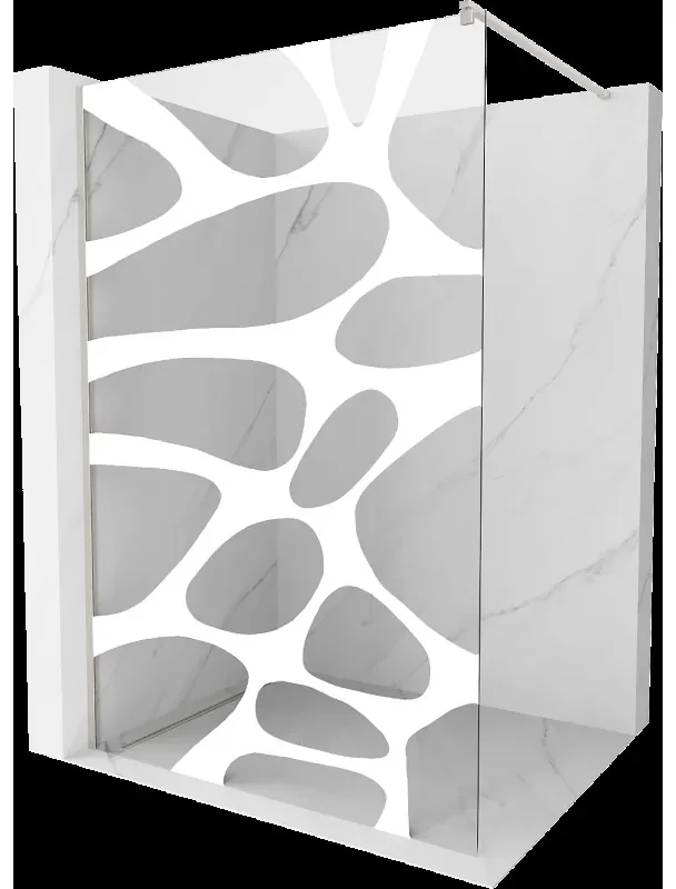 Mexen Kioto sprchová stena Walk-in 120 x 200 cm, biely vzor 8 mm, brúsený nikl - 800-120-101-97-97