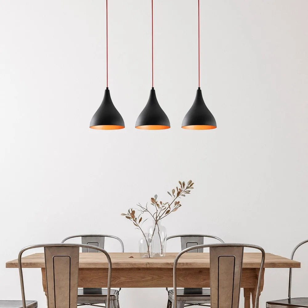 Čierne závesné svietidlo s kovovým tienidlom Berceste – Opviq lights