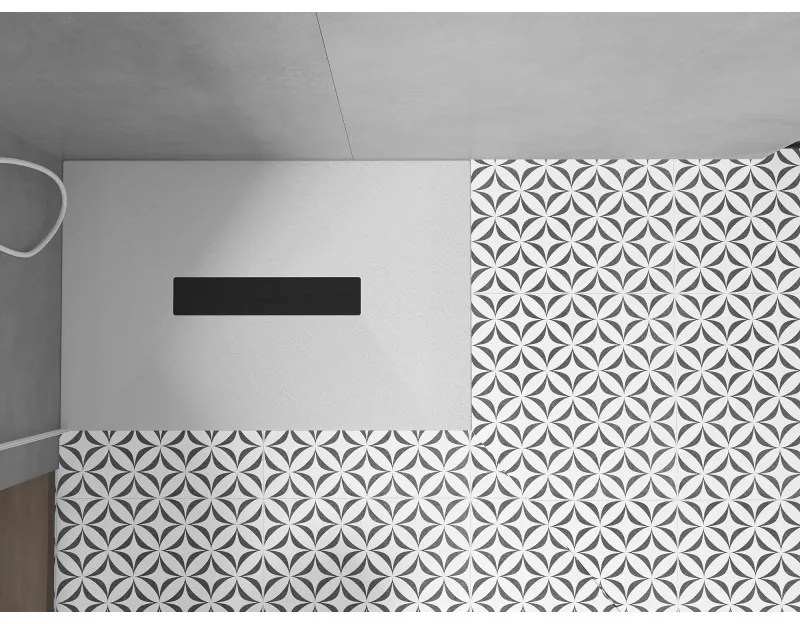 Mexen Toro, SMC obdĺžniková sprchová vanička 140 x 90 cm, biela, čierna krytka, 43109014-B