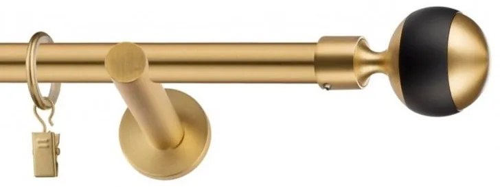 Dekorstudio Garniža jednoradová Guľa GLOBUS zlatá 19mm Dĺžka: 300cm, Typ uchytenia: Držiak otvorený, Typ príslušenstva: Krúžky tiché so štipcami