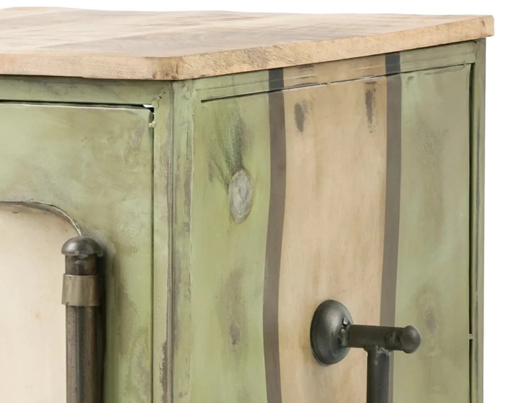 furniture-nabytek.cz - Masívny barový regál Gas Station z mangového dreva a kovu, lakovaný, zelený – 48×50×102 cm
