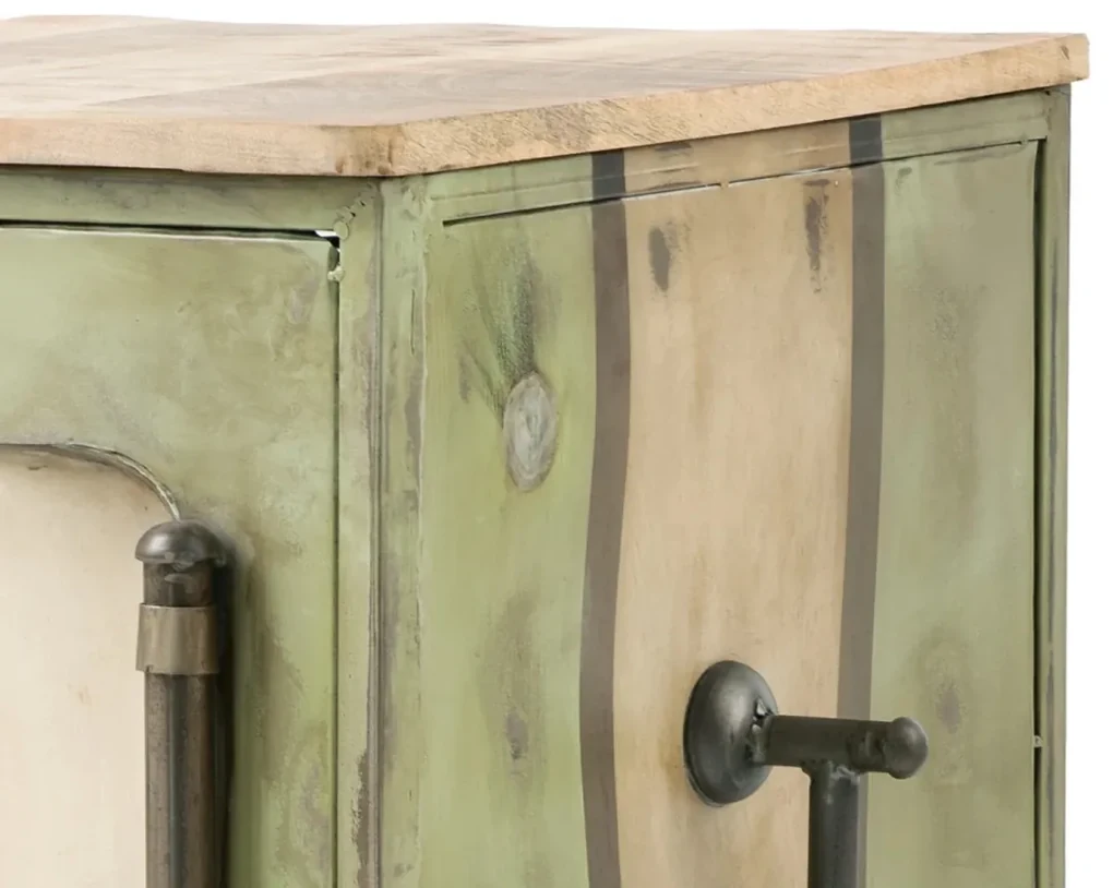 furniture-nabytek.cz - Masívny barový regál Gas Station z mangového dreva a kovu, lakovaný, zelený – 48×50×102 cm