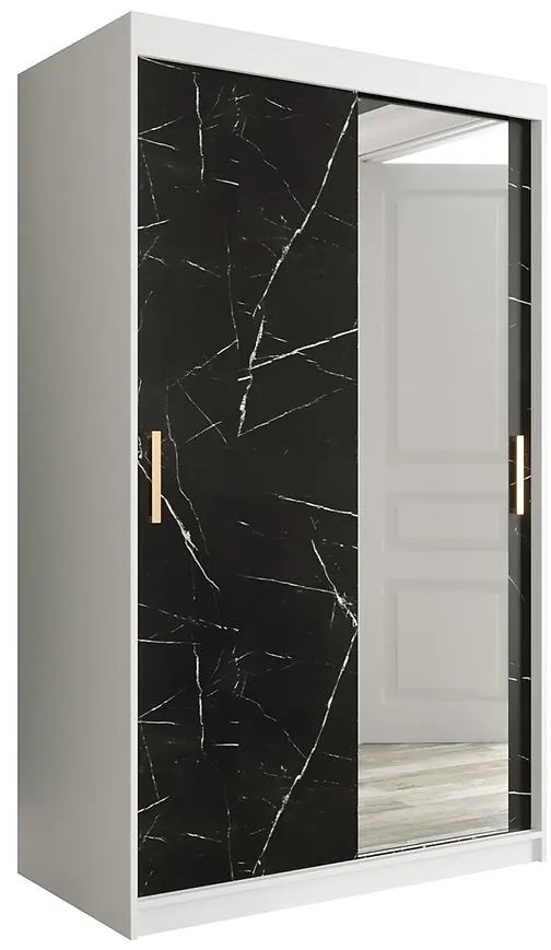 Skriňa Marmur T2 120 biely/mramor čierna