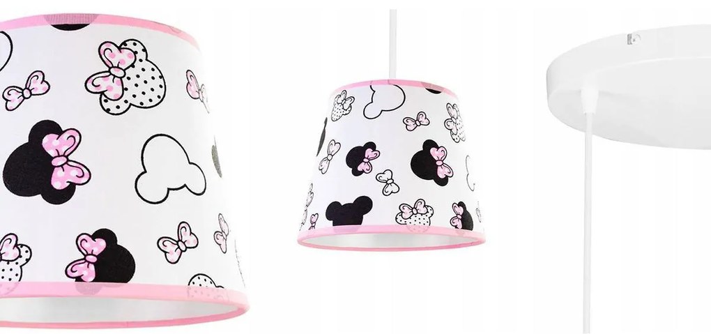 Detské závesné svietidlo Minnie, 3x textilné tienidlo so vzorom, o, s