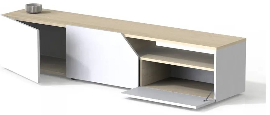 Biely TV stolík v dekore duba 180x38 cm Verone - TemaHome
