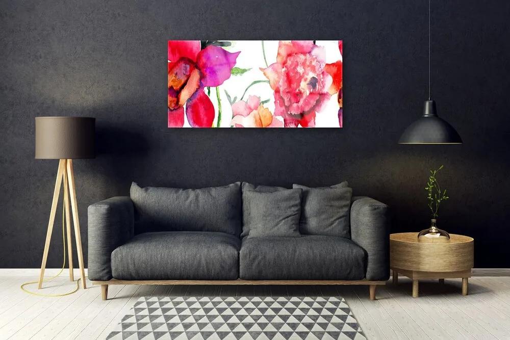 Obraz na skle Kvety umenie 100x50 cm
