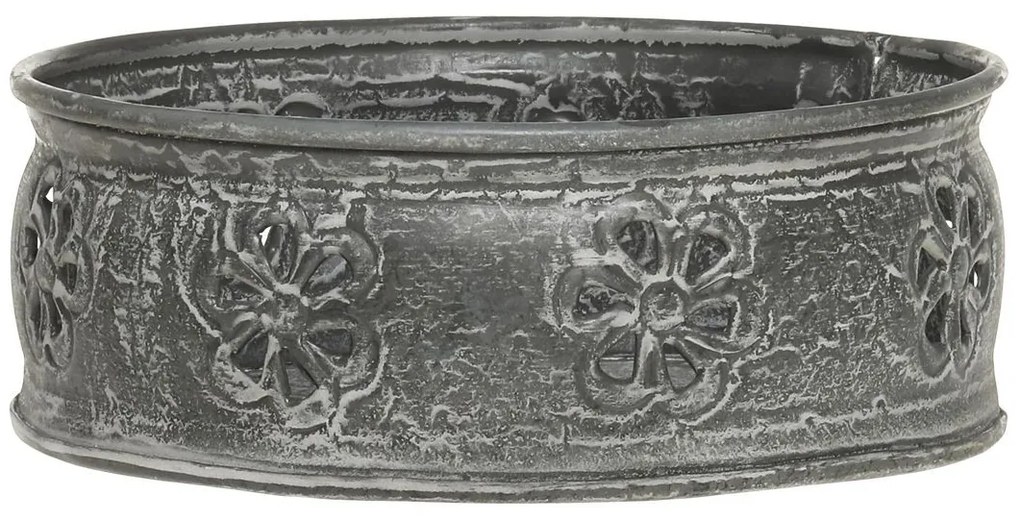 Zinkový antik kovový svietnik na valcovú sviečku - Ø 15,5*6 cm