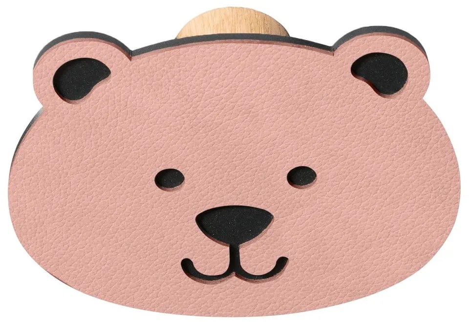 Ružový nástenný oceľový háčik Bear Dot Nupo – LIND DNA
