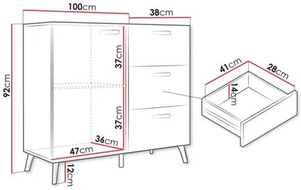 Komoda Rostasi 1D3SZ (biela + biela lesklá + zlatá). Akcia -6%. Vlastná spoľahlivá doprava až k Vám domov. 1122918