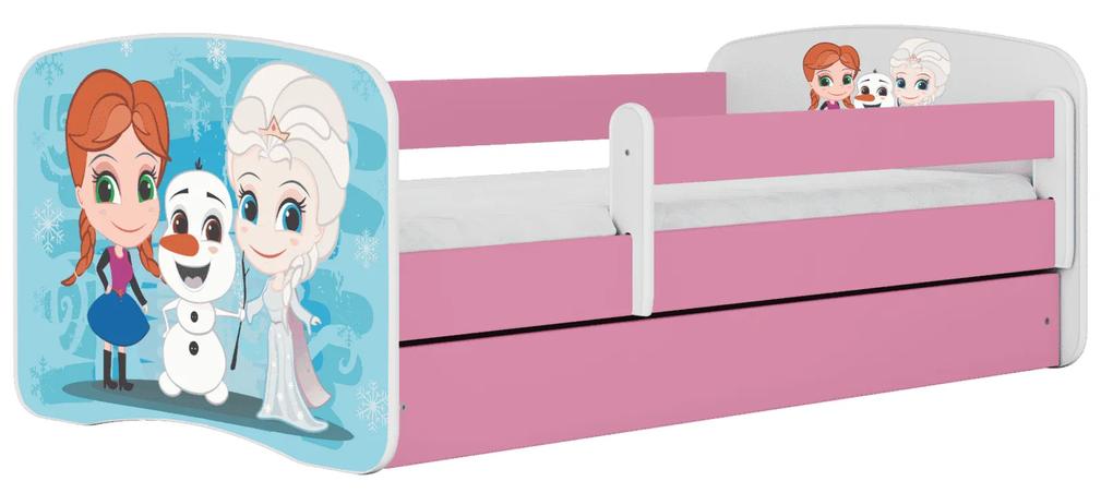 Letoss Detská posteľ BABY DREAMS 140/70 - Ľadové kráľovstvo Ružová S matracom Bez uložného priestoru